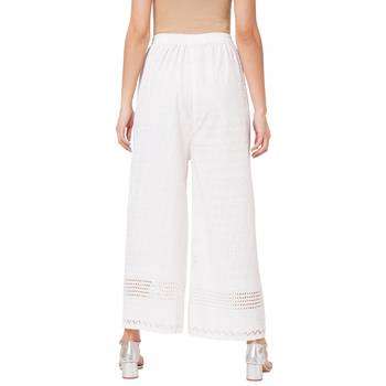 White embroidered cotton palazzo-pants 2