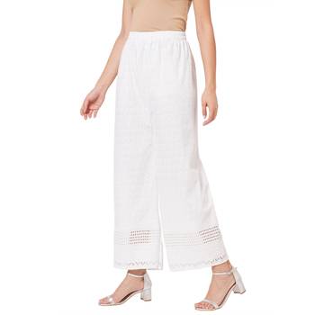 White embroidered cotton palazzo-pants 3
