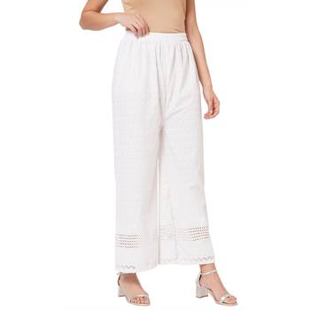 White embroidered cotton palazzo-pants 5