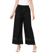 Black embroidered cotton palazzo-pants