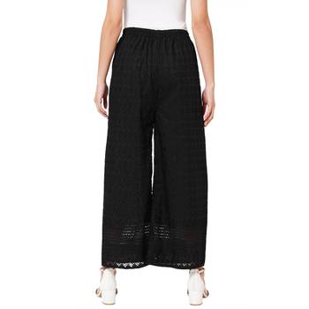 Black embroidered cotton palazzo-pants 2