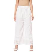 White embroidered cotton palazzo-pants