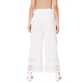 White embroidered cotton palazzo-pants 2