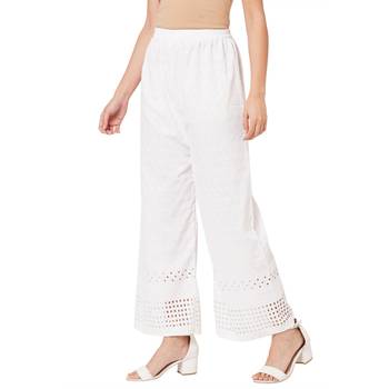 White embroidered cotton palazzo-pants 3