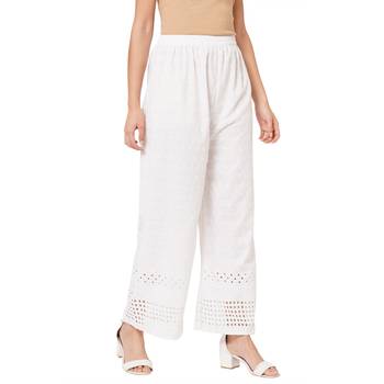 White embroidered cotton palazzo-pants 5