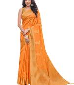 Orange woven organza saree with blouse