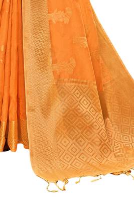 Orange woven organza saree with blouse 3