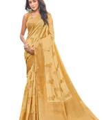 Beige woven organza saree with blouse