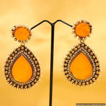 Yellow Pearl Danglers-Drops 1
