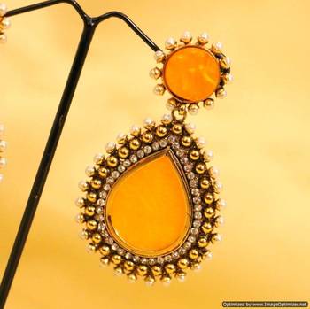 Yellow Pearl Danglers-Drops 2