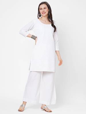 White embroidered cotton chikankari-kurtis 1
