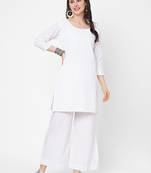 White embroidered cotton chikankari-kurtis