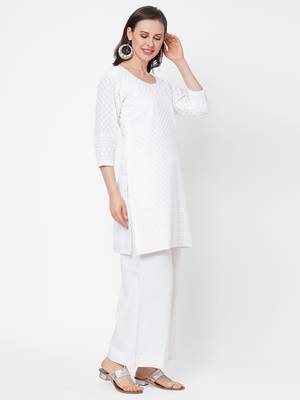 White embroidered cotton chikankari-kurtis 3