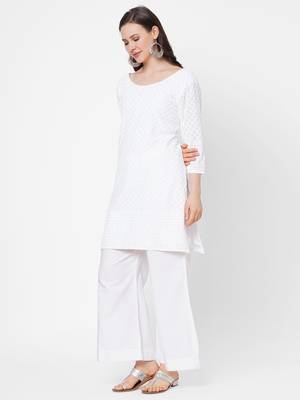White embroidered cotton chikankari-kurtis 4