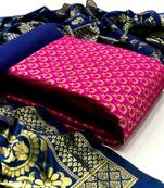  Pink Banarasi silk Unstitched dress material