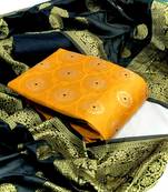  Yellow Banarasi silk Unstitched dress material