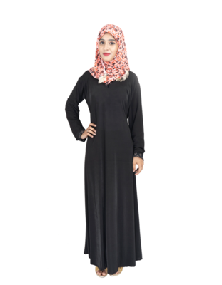 Black plain polyester abaya 1