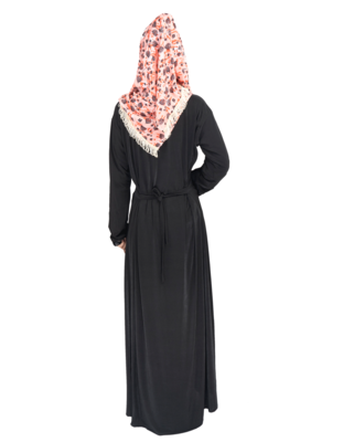 Black plain polyester abaya 2