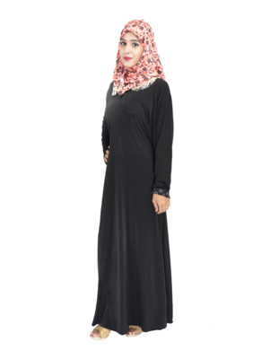 Black plain polyester abaya 3