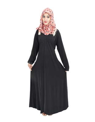 Black plain polyester abaya 4