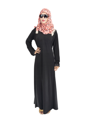 Black plain polyester abaya 5