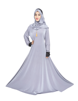 Grey plain polyester abaya 1
