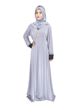 Grey plain polyester abaya 4