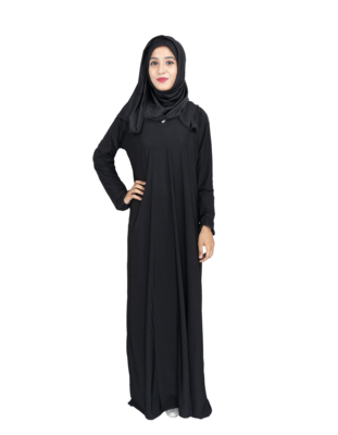 Black plain polyester abaya 1
