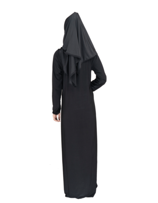 Black plain polyester abaya 2
