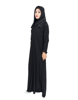 Black plain polyester abaya 3