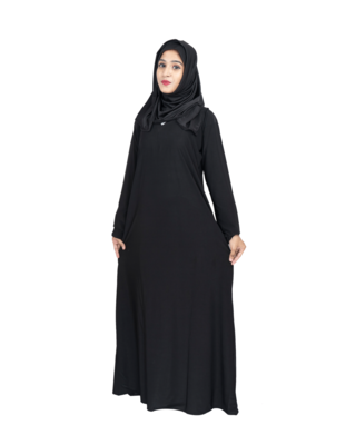 Black plain polyester abaya 4