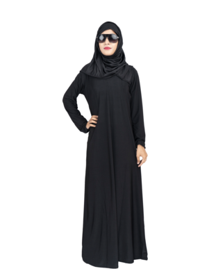 Black plain polyester abaya 5