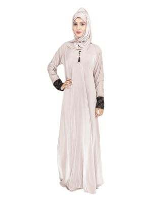 Beige plain polyester abaya 1