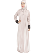 Beige plain polyester abaya