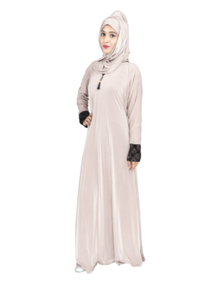 Beige plain polyester abaya 3