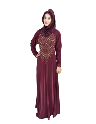 Maroon brasso polyester abaya 1