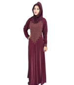Maroon brasso polyester abaya