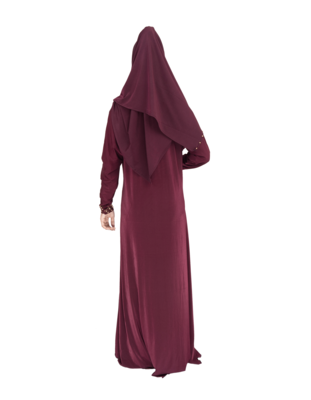 Maroon brasso polyester abaya 2