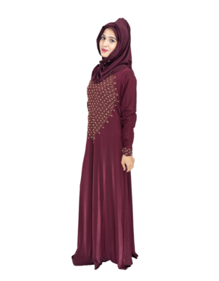 Maroon brasso polyester abaya 3