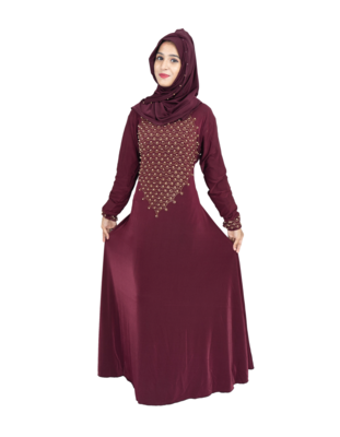 Maroon brasso polyester abaya 4