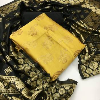 VredeVogel Baige Banarasi silk Unstitched dress material 1