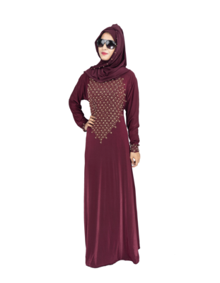Maroon brasso polyester abaya 5