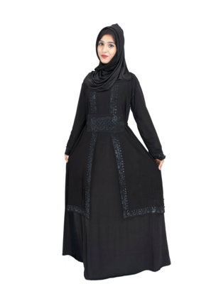 Black brasso polyester abaya 1