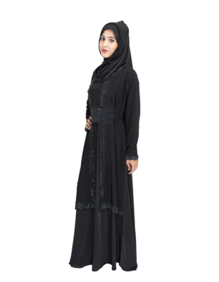 Black brasso polyester abaya 3