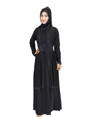 Black brasso polyester abaya 4