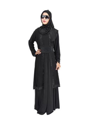 Black brasso polyester abaya 5