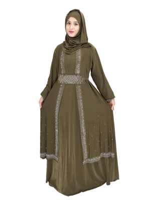 Green brasso polyester abaya 1