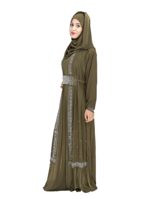 Green brasso polyester abaya 3