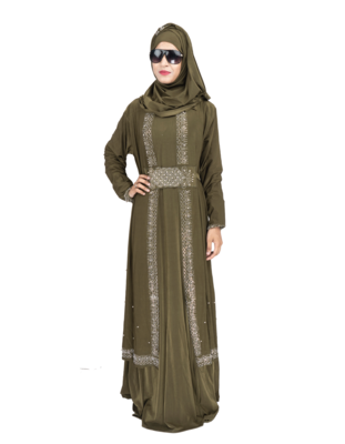 Green brasso polyester abaya 5