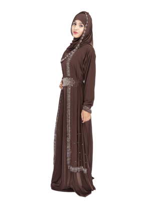 Beige brasso polyester abaya 3